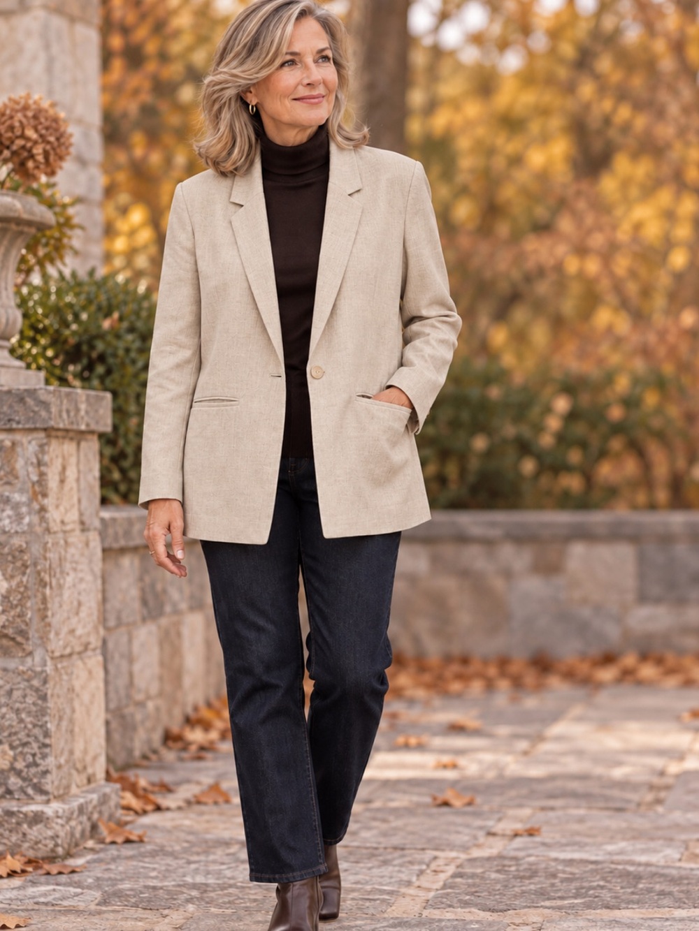 Classic Beige Women's Blazer Jacket